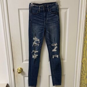 American Eagle Outfitters Women's High Rise Dark Blue Jeans